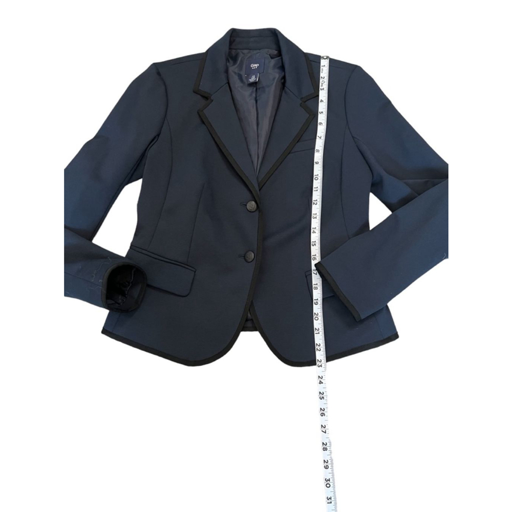 GAP Navy Black Piping 2 Button Fitted Blazer Jacket 6 - Picture 6 of 9
